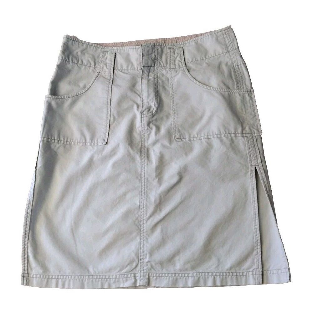American Eagle Skirt Women's‎ 6 Beige Button Front Hi Rise Slits On The Side